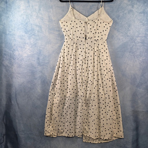 Lush Polka Dot Cutout Midi Dress White Black Ruffle Surplice Womens Size Medium - Picture 5 of 7